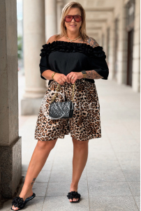 Zumba Shorts Plus Size – Bermudas mit Taschen, Gepardenmuster