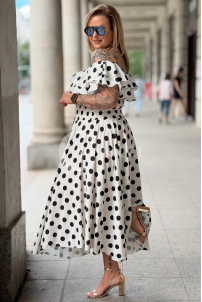 Kleid UMBERTO – Midikleid mit Pünktchen, Ecru