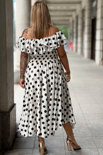 Kleid UMBERTO – Midikleid mit Pünktchen, Ecru