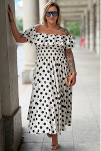 Kleid UMBERTO – Midikleid mit Pünktchen, Ecru