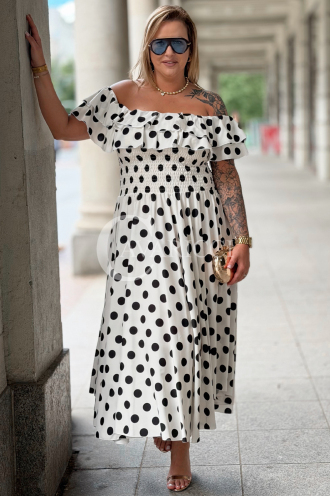 Kleid UMBERTO – Midikleid mit Pünktchen, Ecru