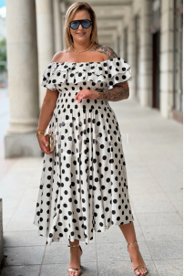 Kleid UMBERTO – Midikleid mit Pünktchen, Ecru