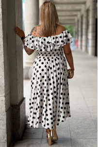 Kleid UMBERTO – Midikleid mit Pünktchen, Ecru