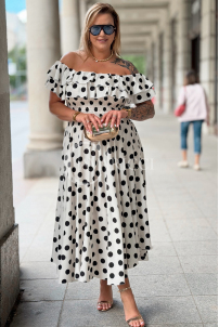 Kleid UMBERTO – Midikleid mit Pünktchen, Ecru