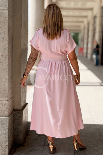 Premium Kleid NADIA – Hemdblusenkleid Midi in Rosa