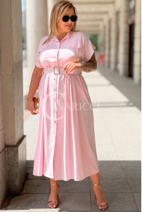 Premium Kleid NADIA – Hemdblusenkleid Midi in Rosa