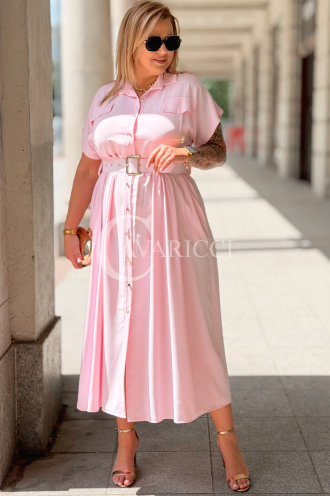 Premium Kleid NADIA – Hemdblusenkleid Midi in Rosa