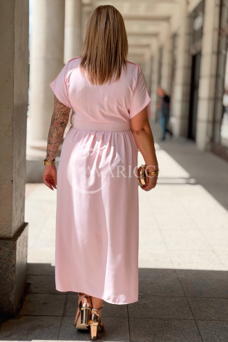 Premium Kleid NADIA – Hemdblusenkleid Midi in Rosa