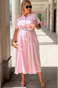 Premium Kleid NADIA – Hemdblusenkleid Midi in Rosa