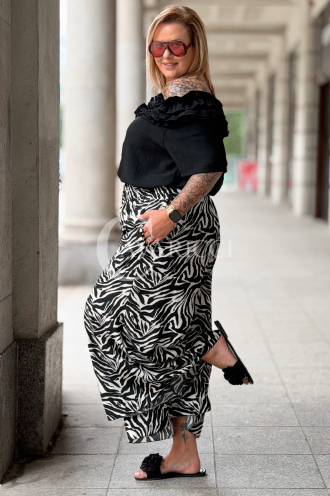 ZALMA Palazzo-Hose im Zebra-Muster – Bequem & Elastisch