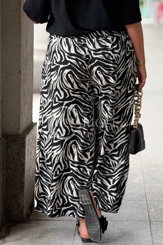ZALMA Palazzo-Hose im Zebra-Muster – Bequem & Elastisch