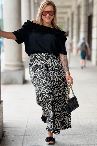 ZALMA Palazzo-Hose im Zebra-Muster – Bequem & Elastisch