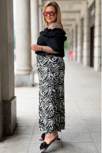 ZALMA Palazzo-Hose im Zebra-Muster – Bequem & Elastisch