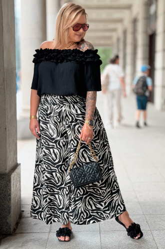 ZALMA Palazzo-Hose im Zebra-Muster – Bequem & Elastisch