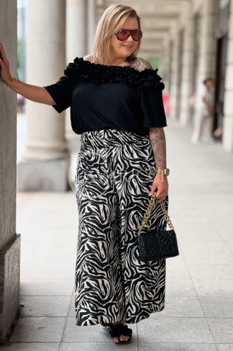 ZALMA Palazzo-Hose im Zebra-Muster – Bequem & Elastisch