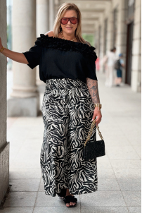 ZALMA Palazzo-Hose im Zebra-Muster – Bequem & Elastisch