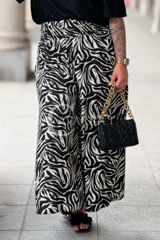 ZALMA Palazzo-Hose im Zebra-Muster – Bequem & Elastisch