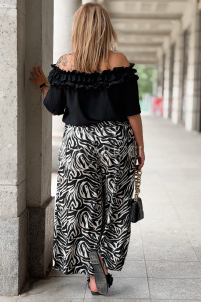 ZALMA Palazzo-Hose im Zebra-Muster – Bequem & Elastisch