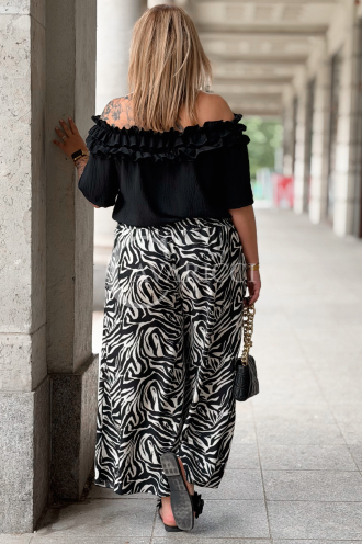 ZALMA Palazzo-Hose im Zebra-Muster – Bequem & Elastisch