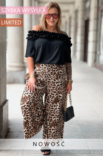 ZALMA Palazzo-Hose mit Leoparden-Muster – Elastischer Bund