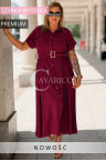 Premium-Kleid NADIA – Hemdblusenschnitt Midi, taillenbetonender Gürtel und hüftkaschierender Schnitt Farbe Purpur