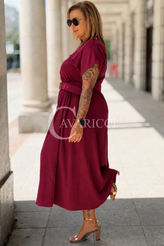 Premium-Kleid NADIA – Hemdblusen Midikleid in Purpur
