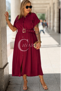 Premium-Kleid NADIA – Hemdblusen Midikleid in Purpur