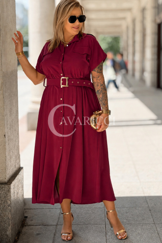 Premium-Kleid NADIA – Hemdblusen Midikleid in Purpur