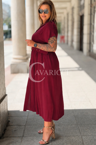 Premium-Kleid NADIA – Hemdblusen Midikleid in Purpur