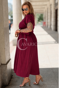 Premium-Kleid NADIA – Hemdblusen Midikleid in Purpur