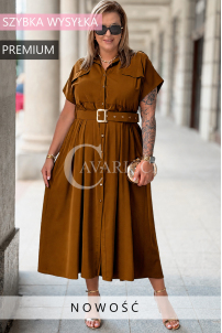 Kleid NADIA Premium – Midi Hemdblusen-Schnitt mit Gürtel