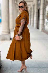 Kleid NADIA Premium – Midi Hemdblusen-Schnitt mit Gürtel