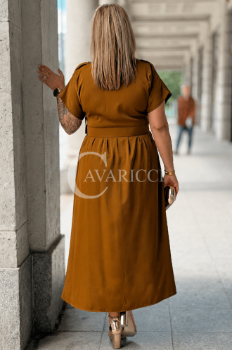 Kleid NADIA Premium – Midi Hemdblusen-Schnitt mit Gürtel