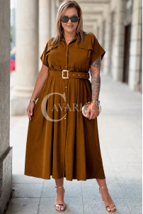 Kleid NADIA Premium – Midi Hemdblusen-Schnitt mit Gürtel