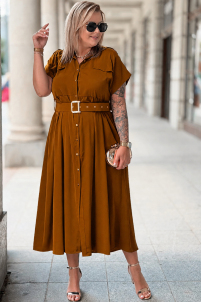 Kleid NADIA Premium – Midi Hemdblusen-Schnitt mit Gürtel