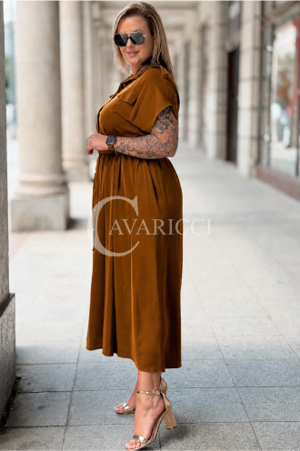 Kleid NADIA Premium – Midi Hemdblusen-Schnitt mit Gürtel