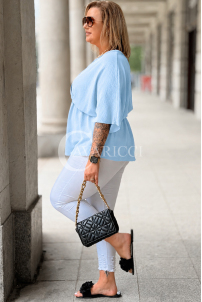 Bluse BARBARA Plus Size – Wickelausschnitt, Baby Blue