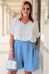 Lockere Shorts HEBE Plus Size – Baby Blue, mit Taschen