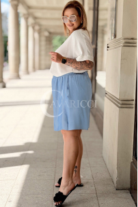 Lockere Shorts HEBE Plus Size – Baby Blue, mit Taschen