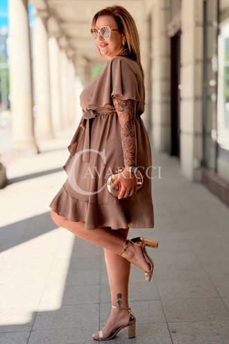 Kleid GILDA – Wickelausschnitt & Taillenband, Fango