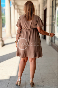 Kleid GILDA – Wickelausschnitt & Taillenband, Fango