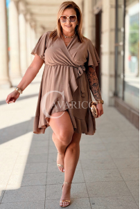 Kleid GILDA – Wickelausschnitt & Taillenband, Fango