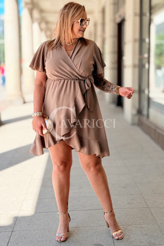 Kleid GILDA – Wickelausschnitt & Taillenband, Fango
