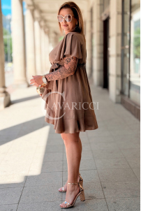 Kleid GILDA – Wickelausschnitt & Taillenband, Fango