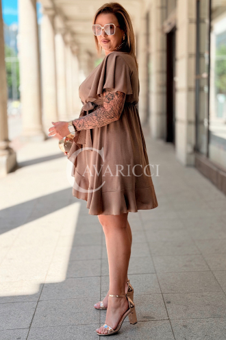 Kleid GILDA – Wickelausschnitt & Taillenband, Fango