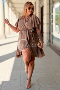Kleid GILDA – Wickelausschnitt & Taillenband, Fango
