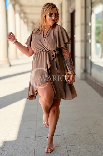 Kleid GILDA – Wickelausschnitt & Taillenband, Fango