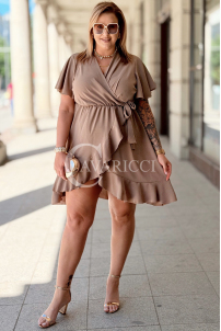 Kleid GILDA – Wickelausschnitt & Taillenband, Fango