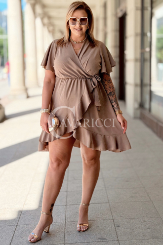 Kleid GILDA – Wickelausschnitt & Taillenband, Fango