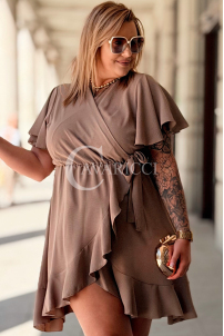 Kleid GILDA – Wickelausschnitt & Taillenband, Fango